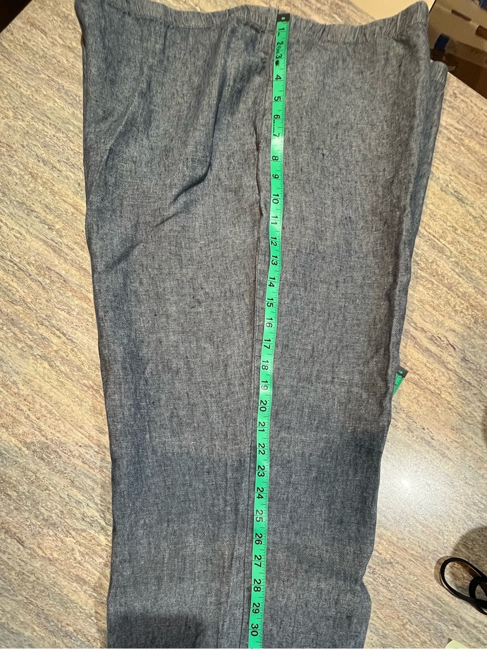 J. Jill XL Navy Blue Pure Linen Cropped Pants EUC - Picture 6 of 10
